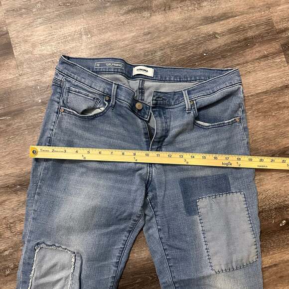 Sonoma Goods For Life Light Wash Patchwork Girlfriend Jeans - Picture 3 of 7